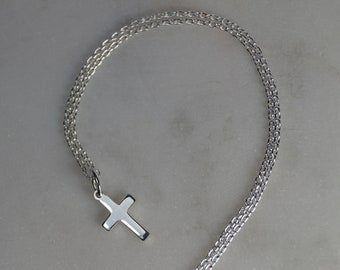 Tiny Sterling Silver Cross Necklace, Sterling Silver Cross Pendant, Christian Cross. Religious Jewellery.