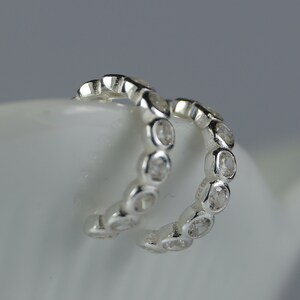 Cubic Zirconia Sterling Silver Ear Cuffs, Silver Ear Cuffs, Slim Ear cuffs.