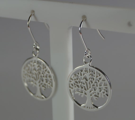Tree of Life Earrings in Sterling Silver. Drop Earrings.