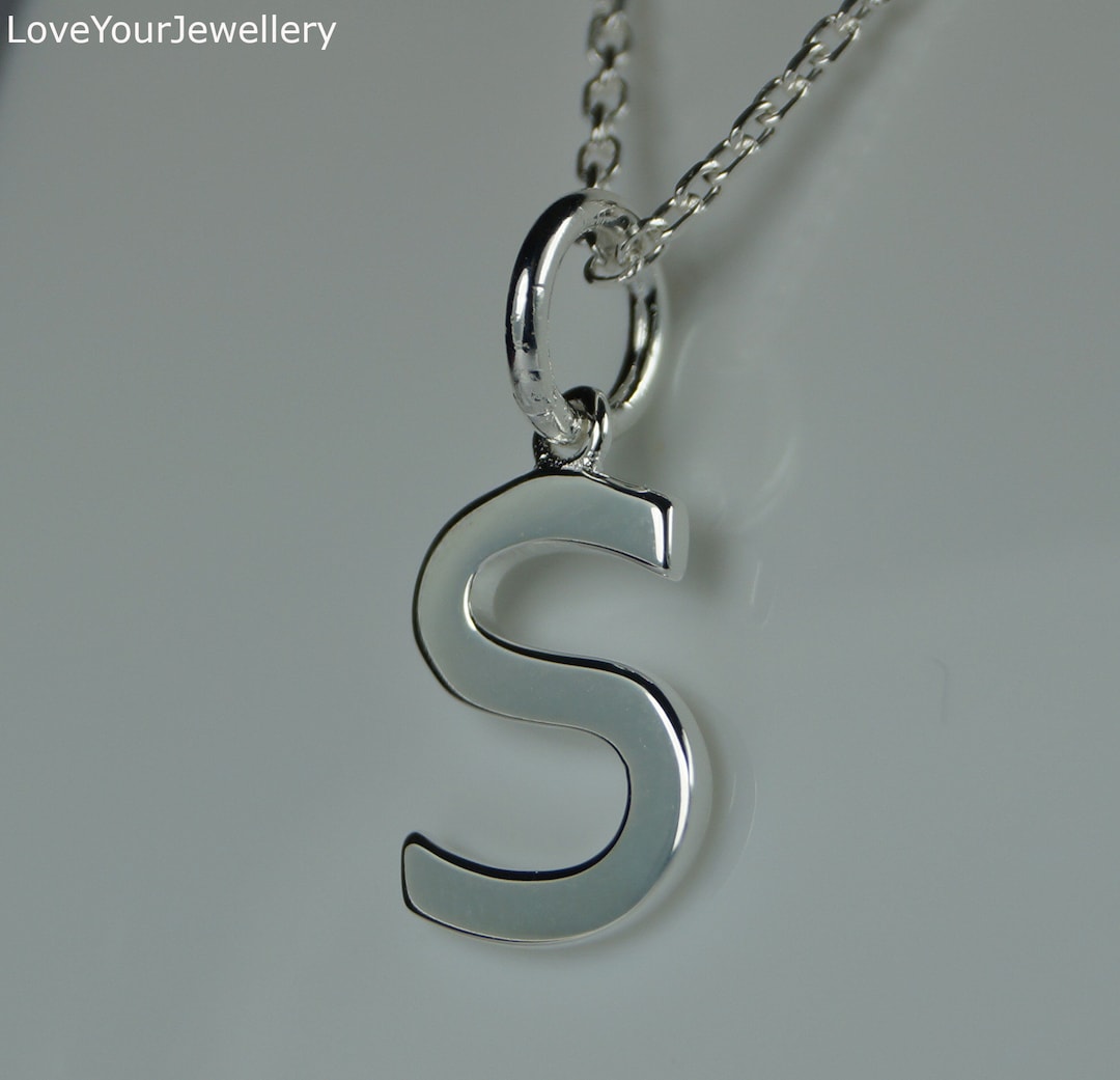 Buy Initial S Sterling Silver Pendant Necklace, Silver Initial S