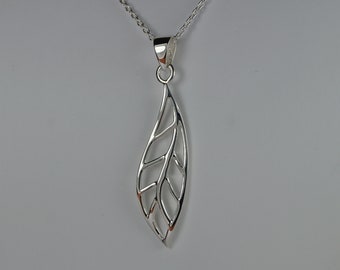 Sterling Silver Leaf Necklace, Silver Leaf Pendant, Leaf Necklace, Sterling Silver Leaf.