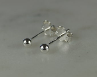 Small 3mm Sterling Silver Ball Stud Earrings. Small Sterling Silver Ball Earrings. Boxed Silver Stud Earrings. Silver Ear Rings.