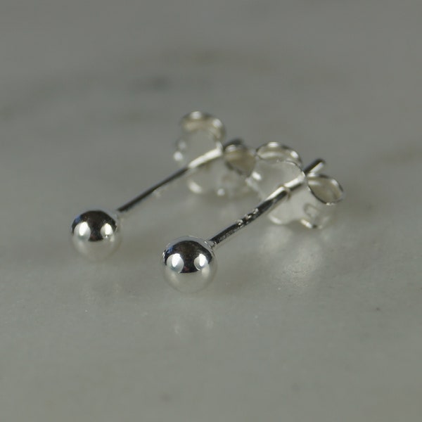 Small 3mm Sterling Silver Ball Stud Earrings. Small Sterling Silver Ball Earrings. Boxed Silver Stud Earrings. Silver Ear Rings.