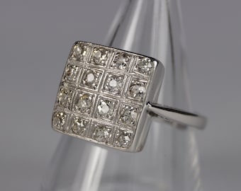 18ct White Gold Diamond Ring, Pre-Owned 18ct White Gold 750 Diamond Ring, Square Setting Diamond Ring, Size L, Size 5 3/4, Size 51