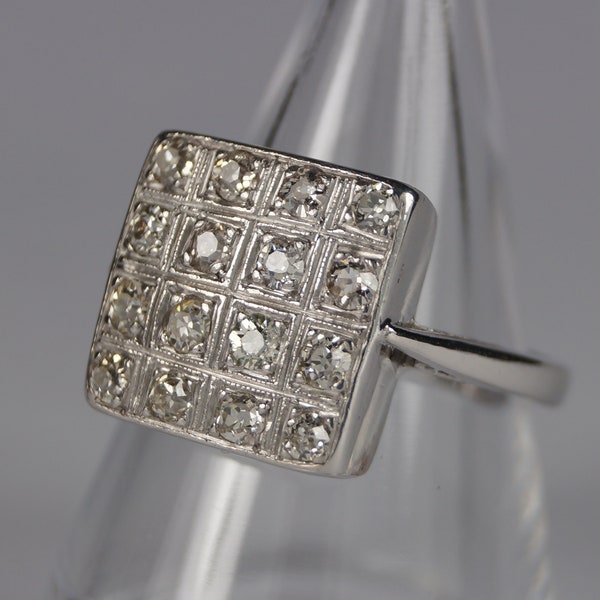 Vintage 18ct White Gold Art Deco Diamond Ring, Pre-Owned 18ct White Gold Diamond Ring, Size L, Size 5 3/4, Size 51