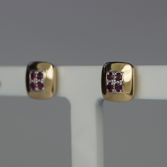 Vintage Ruby 9ct Gold Stud Earrings, Ruby Earring… - image 4