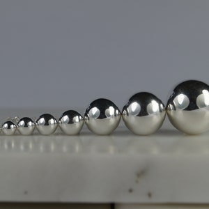 Sterling Silver Ball Stud Earrings. 2mm, 3mm, 4mm, 5mm, 6mm, 7mm, 10mm, 12mm, 14mm. Minimalist Earrings.