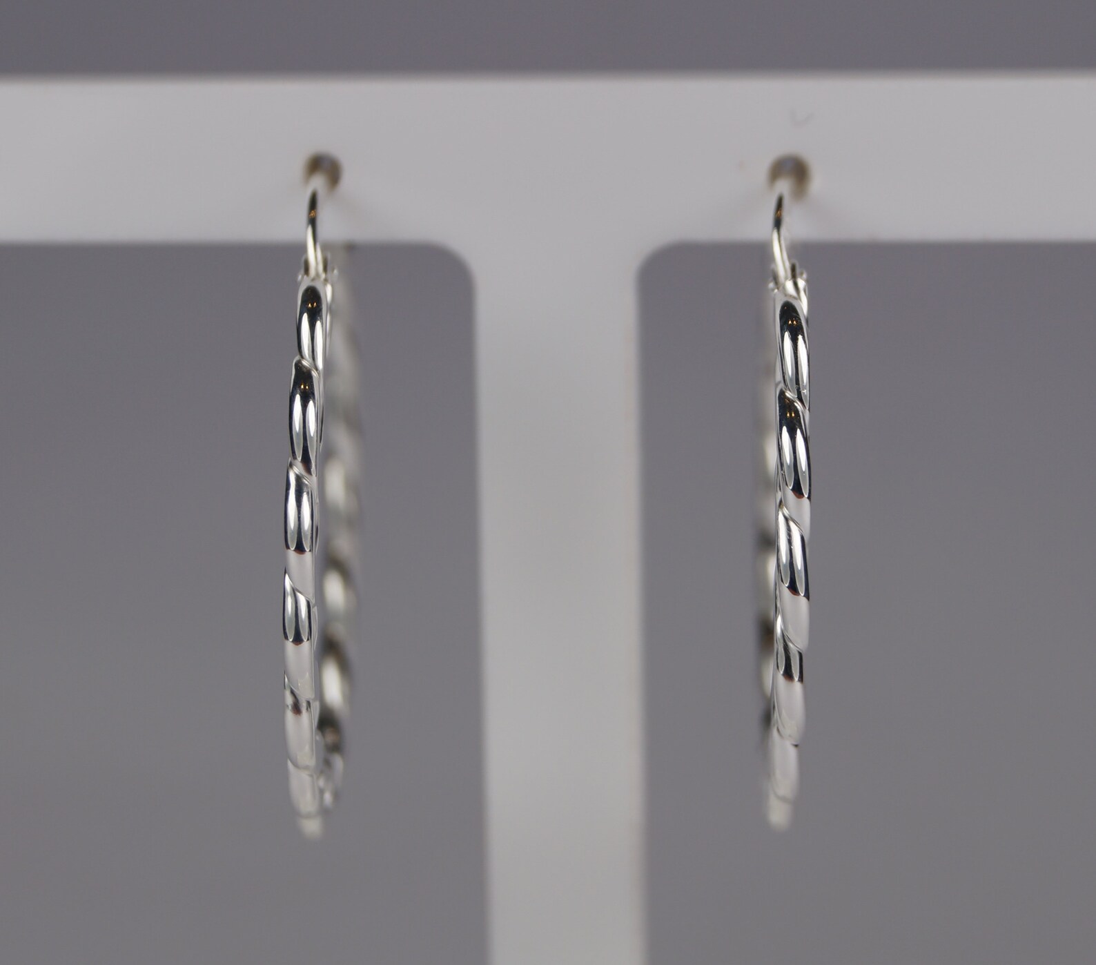 Sterling Silver Chain Link Hoop Earrings, 26mm Creole Hoops - Etsy