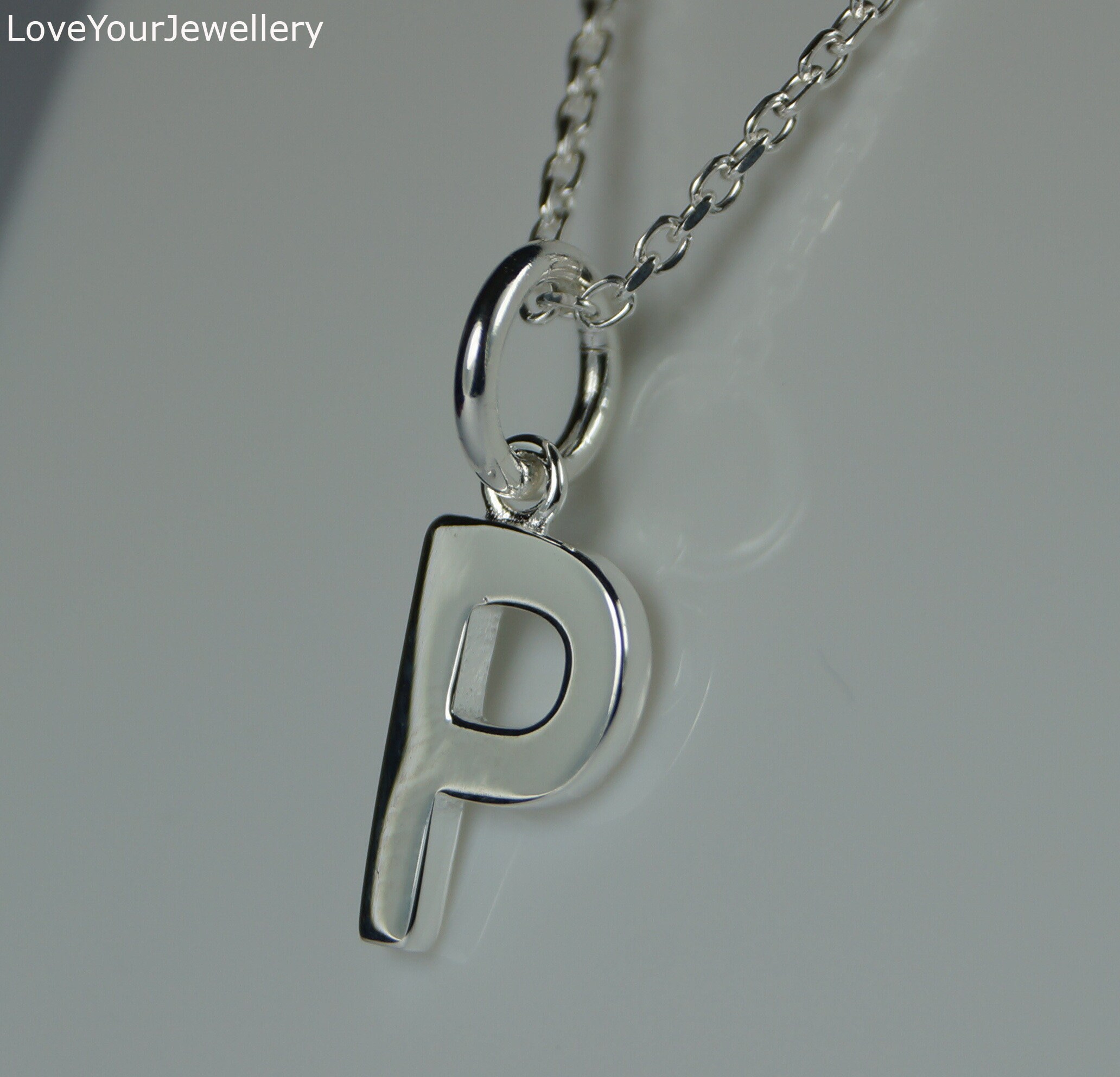 Initial P Silver Letter Pendant Necklace Silver Initial P Etsy
