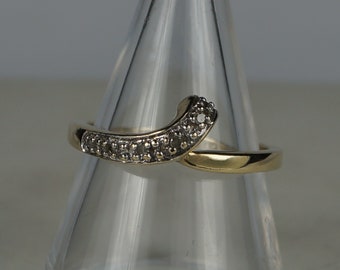 Vintage 9ct Gold Diamond Stacking Ring, Size M