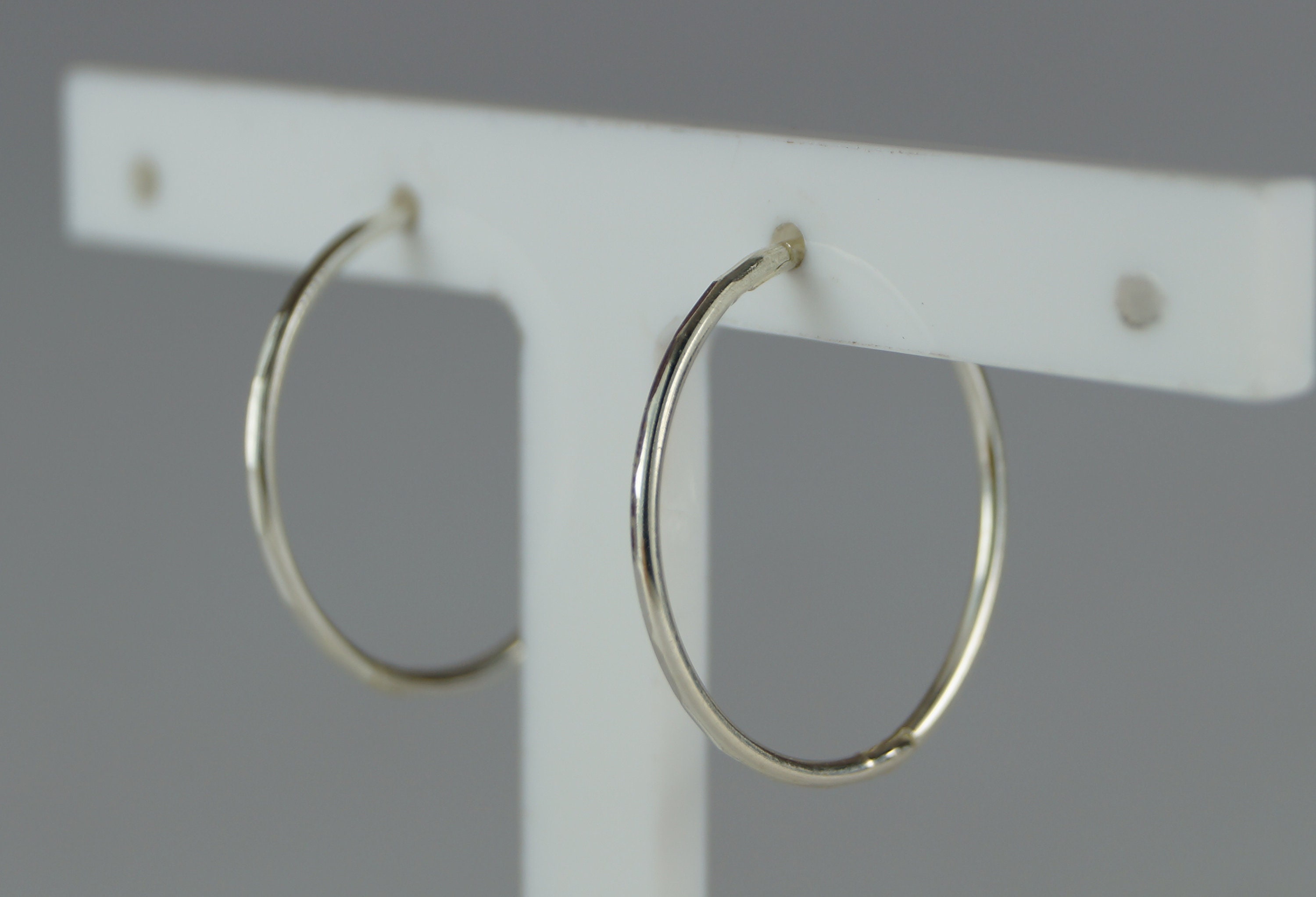 Pair Of Sterling Silver Square Hoop Sleepers - Diamond Cut Design, 10-25mm Sizes