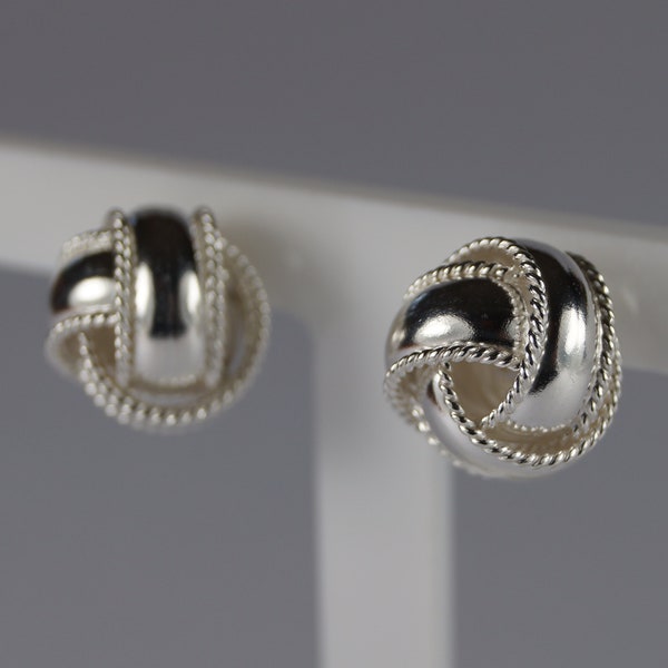 Large Sterling Silver Knot Earrings, 13mm Open Knot Silver Stud Earrings.