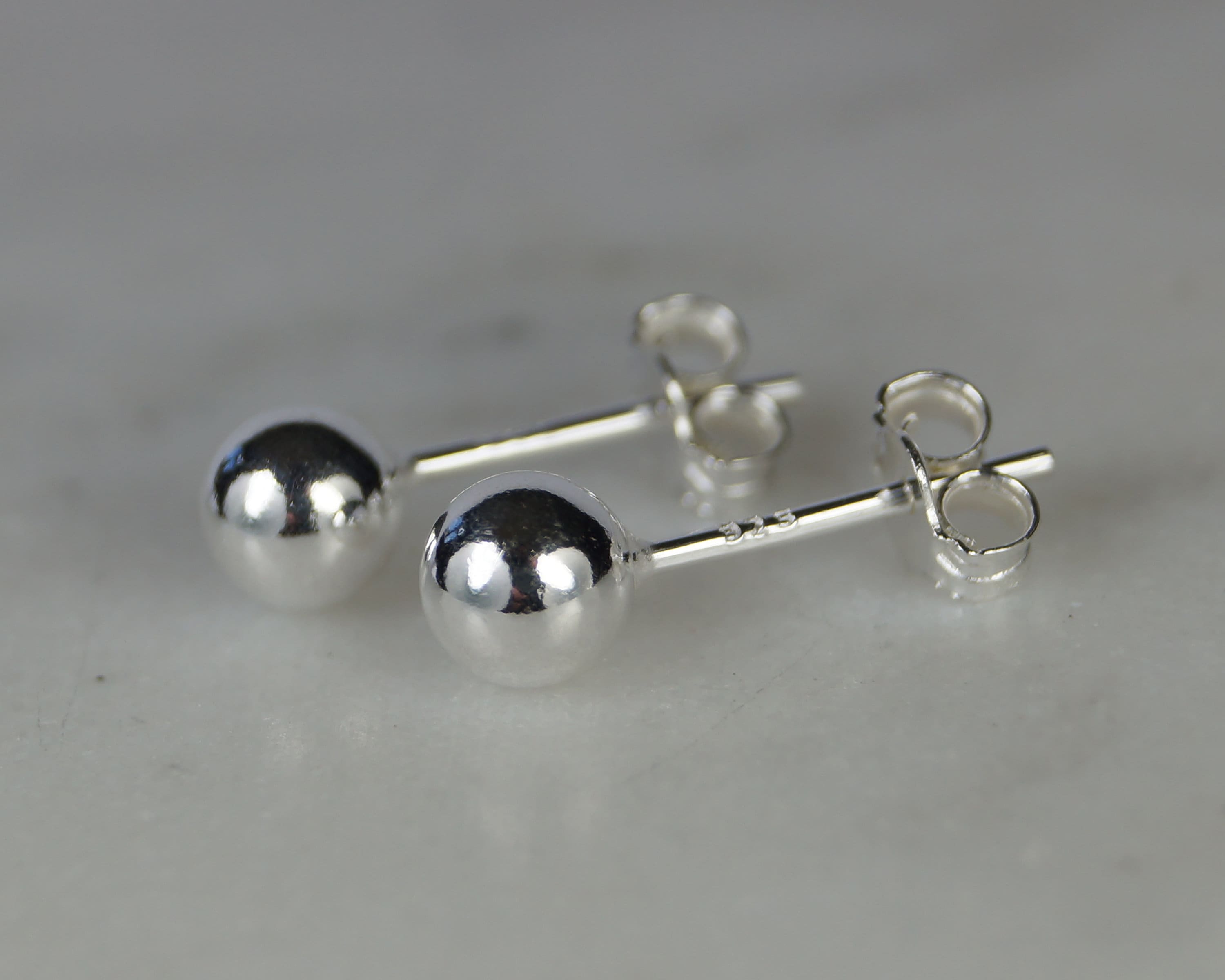 Silver Ball Stud Earrings Medium 5mm Sterling 925 Silver Etsy