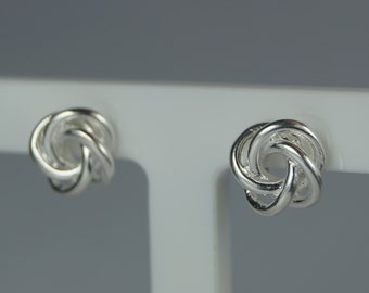 Sterling Silver Knot Stud Earrings, 8mm Silver Knot Studs.