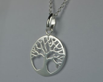 Sterling Silber Baum des Lebens Halskette, Silber Natur Halskette, Silber Anhänger, Runder Baum des Lebens, Sterling Silber Baum des Lebens.