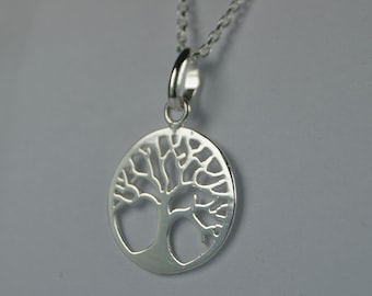Halskette mit Lebensbaum-Anhänger aus Sterlingsilber, 45,7 cm lange Kette