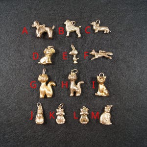 Vintage 9ct Gold Charms. Dogs and Cats. image 3