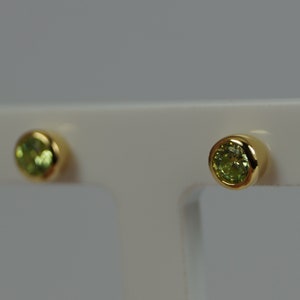 Green Peridot Stud Earrings, Gold Vermeil, Silver Stud, August Birthstone Peridot Earrings, Green Cubic Zirconia, Sterling Silver, Ear Rings