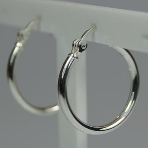 Silver Sleeper Hoop Earrings, 20mm Hinged Silver Creole Hoop Earrings, Sterling Silver, Silver hoop creole earring.