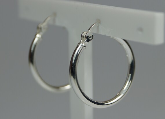 Sterling Silver Heavy Hoop Earrings For Women - 16mm Hinged Sleepers, 925 Silver
