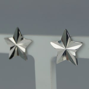 Sterling Silver Star Earrings, Sparkly Star Stud Earring, Silver Stud Earrings.