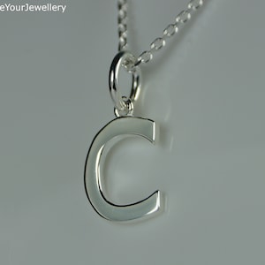 Collier pendentif initiale C en argent sterling, initiale C en argent, lettre C en argent, pendentif initiale lettre C.