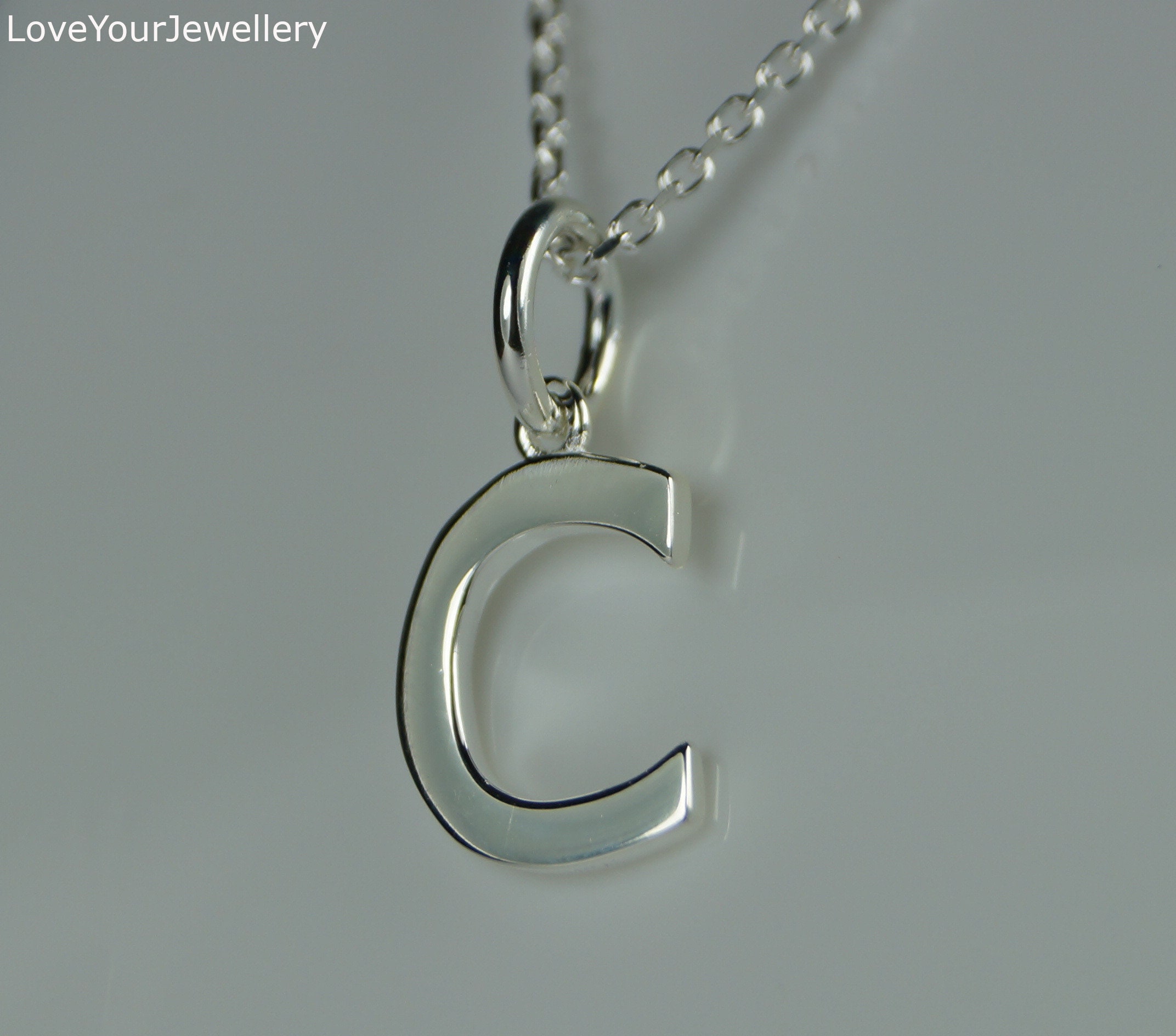 Silver Cursive Lowercase Initial Pendant Necklace - C | Claire's US
