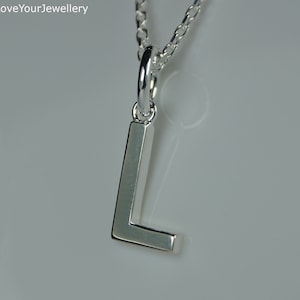 Collier pendentif initiale L en argent sterling, initiale L en argent, lettre L en argent, pendentif initiale lettre L.