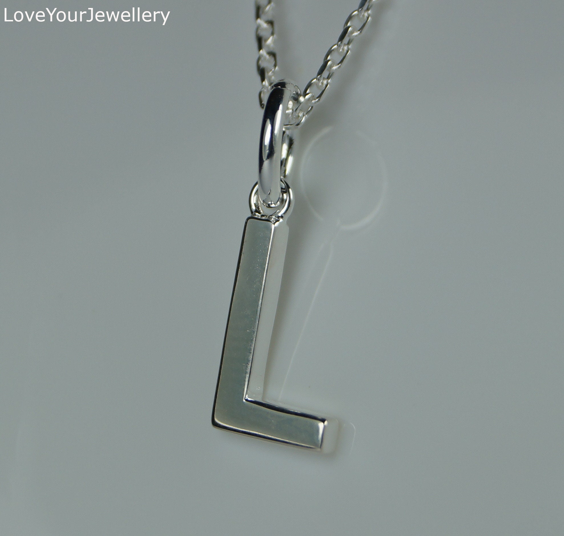 Initial l necklace silver sale