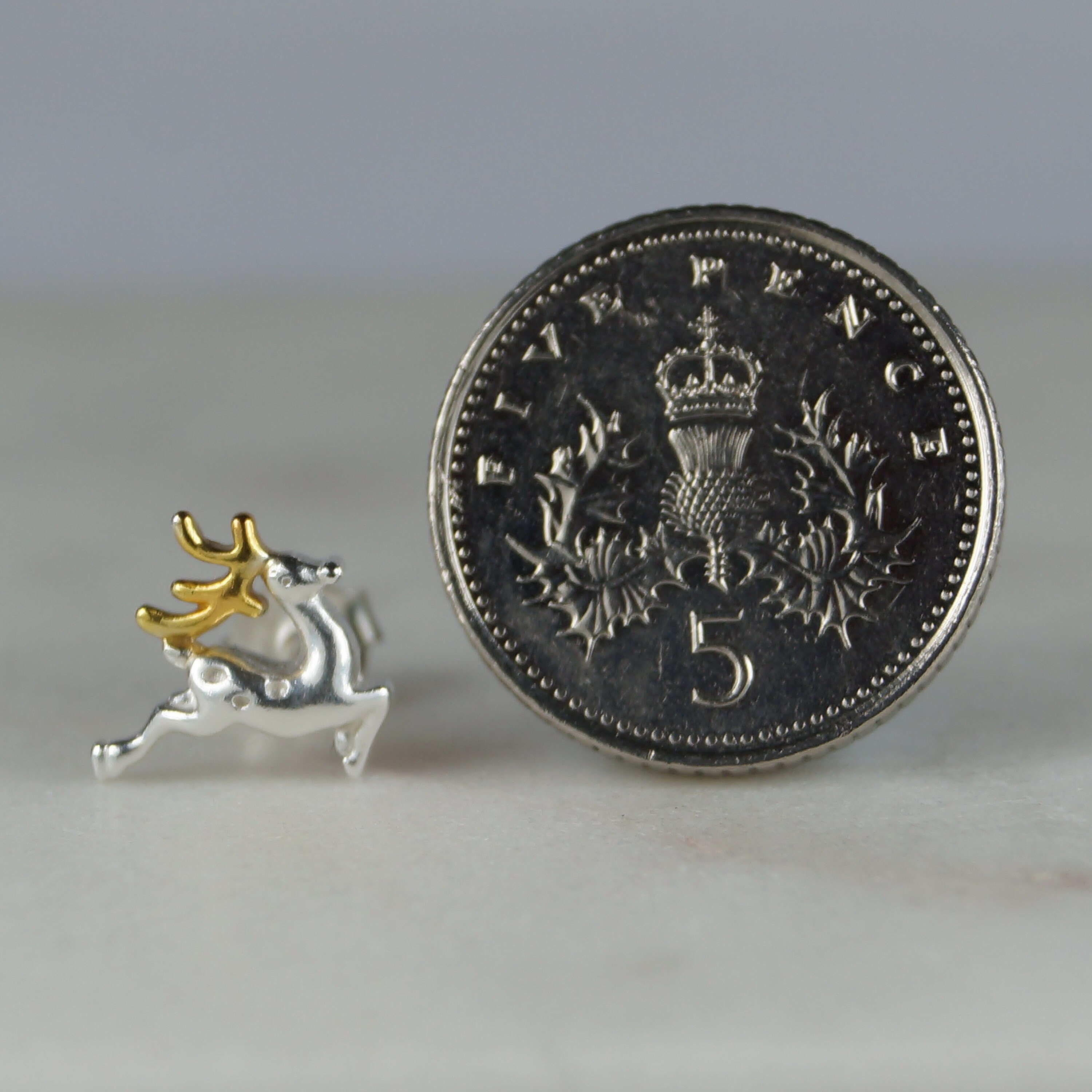 Orecchini A Bottone A Forma Di Renna Di Natale - In Argento 925 Con Pietre Australiane, Placcatura Platino, Regalo Per Ragazza