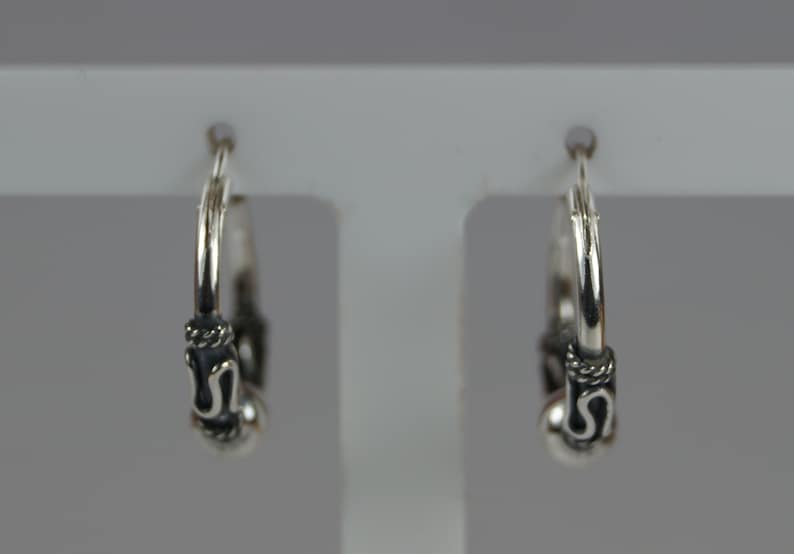 Silver Sleeper Hoop Ear Rings. CelticEthnicTribal Earrings Sterling Silver 925 Earrings 16mm Silver Sleeper Hoop Earrings
