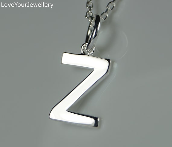 Sterling Silver Initial Z Pendant Necklace. - Etsy
