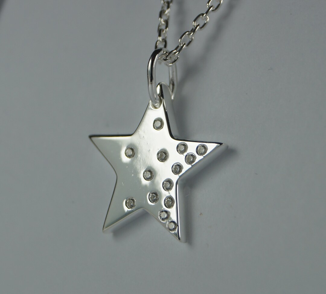 Sterling Silver Christmas Star Necklace Silver and Cubic - Etsy