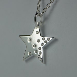 Star Necklace in Sterling Silver, Silver and Cubic Zirconia Star Pendant Necklace.