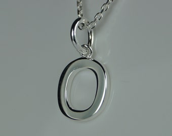 Initial O Sterling Silver Pendant Necklace, Silver Initial O, Silver Letter O, Initial Letter O Pendant.