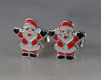 Sterling Silver Christmas Earrings, Father Christmas Earrings, Santa Earrings, Festive Earrings.