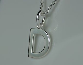 Initial D Sterling Silver Pendant Necklace, Silver Initial D, Silver Letter D, Initial Letter D Pendant.