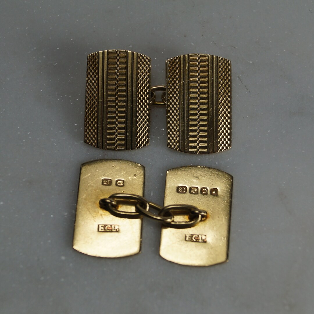 刻印入り18金カフスボタン、彫刻デザイン、中古品 - Etsy 日本