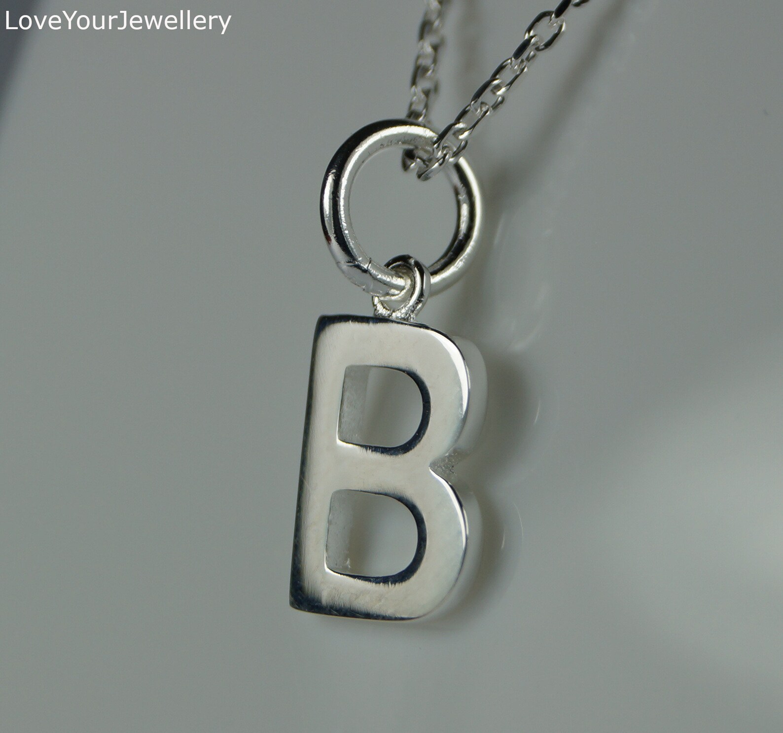 Initial B Silver Letter Pendant Necklace. Silver Etsy