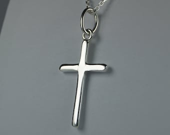 Sterling Silver Cross Necklace, Sterling Silver Cross Pendant, Christian Cross.