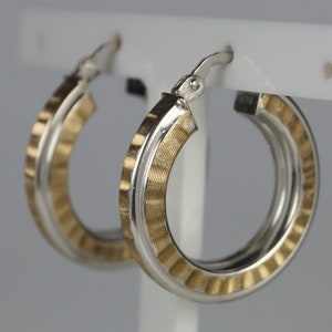 Vintage 9ct Gold Hoop Earrings: Two-Tone Yellow & White Gold