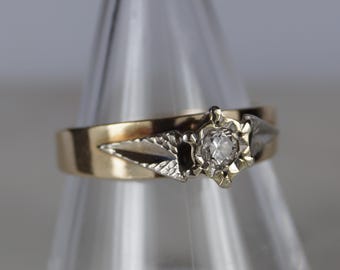 Vintage 9ct Gold Diamond Solitaire Ring, Illusion Setting, Size 5.75