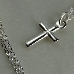 Small 15mm Sterling Silver Cross Necklace, Small Sterling Silver Cross Pendant.