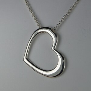 Sterling Silver Heart Necklace, Silver Open Heart Necklace, Silver Heart Pendant, Sterling Silver Heart.