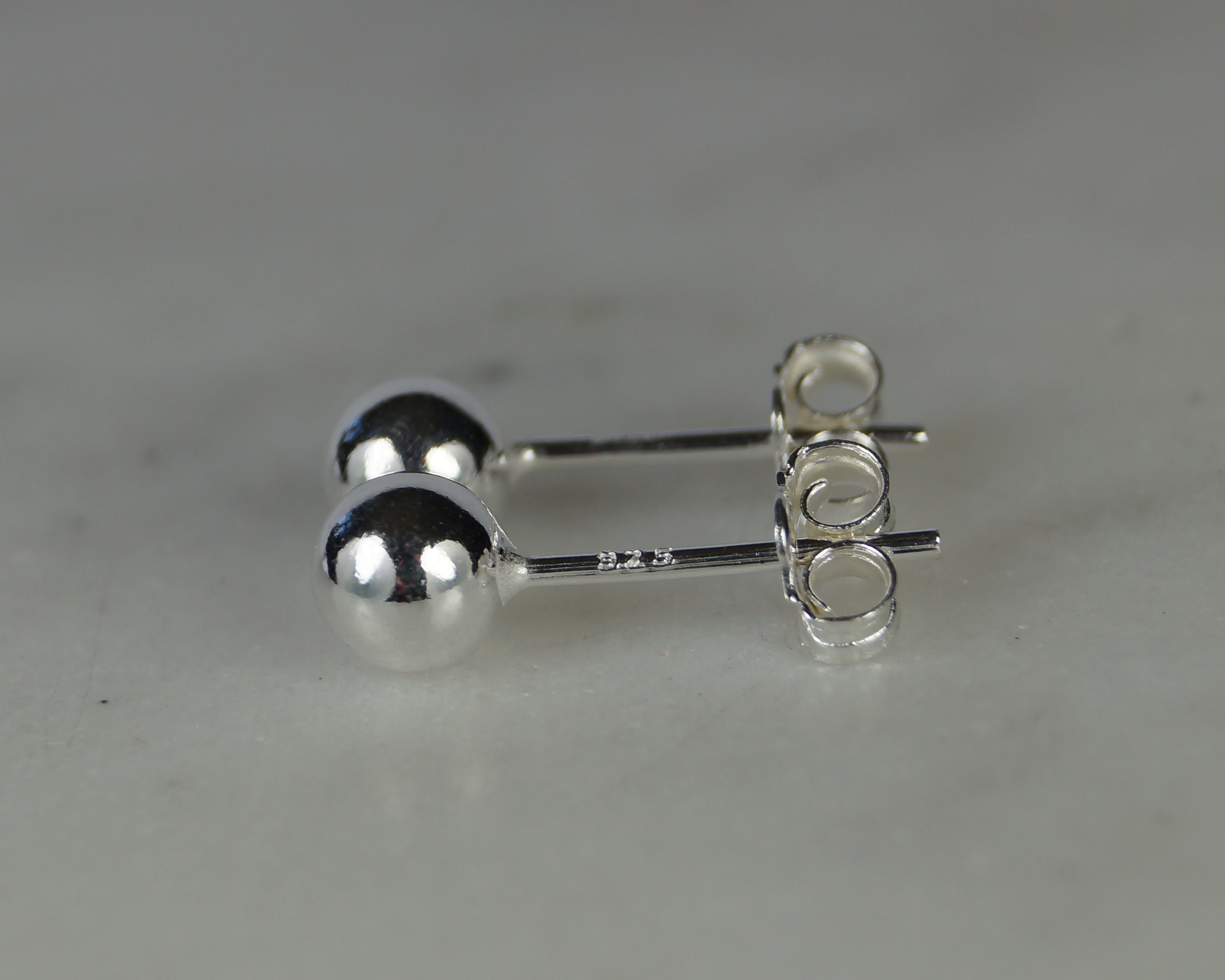 Silver Ball Stud Earrings Medium 5mm Sterling 925 Silver Etsy