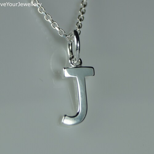 Letter J Alphabet Initial Silver Necklace Etsy