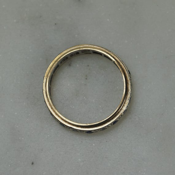 Ornate Vintage 9ct Gold Full Eternity Ring, Blue White Cubic Zirconia, UK Size K View 6