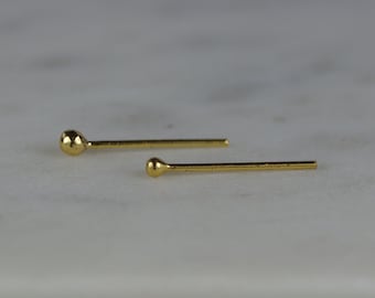Two Gold Plated Sterling Silver Ball Nose Stud Set, 0.5mm Gauge