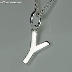 Collier pendentif initiale Y en argent sterling, initiale Y en argent, lettre Y en argent, pendentif initiale Y.