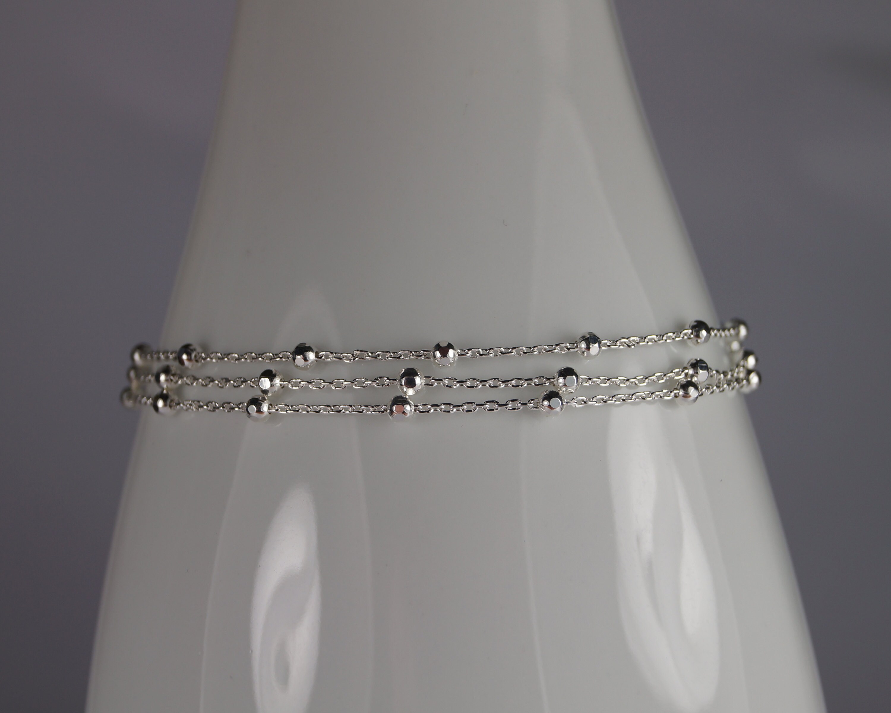 Silver Slider Bracelet. Triple Strand Slider Bracelet. Beaded Etsy